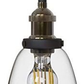 B.K.Licht Lámpara de techo colgante de una llama, estilo vintage, requiere bombilla E27 LED, max. 60 W, 230 V, índice de protección IP20, color latón y cristal