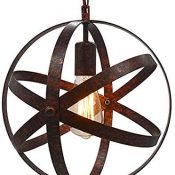 Huahan Haituo Vintage Industrial Globe Colgante lámpara lámpara metal esférica ajustable lámpara colgante lámpara de techo para el pasillo del comedor de la sala de estar (Rust)