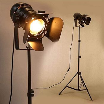 OYGROUP Lámpara de pie LED industrial retro vintage sin atenuación Luz de pie natural de espectro completo con trípode para sala de estar, iluminación (paquete de 2)