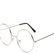 ROSENICE, Gafas redondas Unisex, Retro Gafas de lentes transparentes, Ultraligeras para Cosplay (Plata)