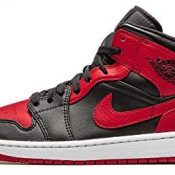 Nike - Zapatillas Air Jordan 1 Mid Banned, 554724 074, de color negro, rojo y blanco, para hombre, color Negro, talla 44 EU