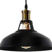Lightess Lámpara de Techo Colgante Vintage Lámpara Industrial Retro Luz de Pantalla Metal Iluminación Pendiente E27 para Restaurante, Interno y Externo Negro
