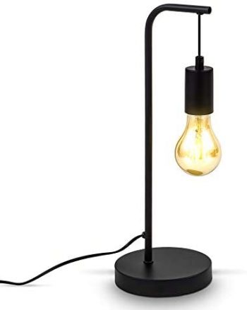 B.K.Licht Lámpara de mesa Retro doblada I E27 I cable con interruptor I 1 llama I metal I negro