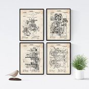 Nacnic Vintage - Pack de 4 Láminas con Patentes de IMPRENTAS. Set de Posters con inventos y Patentes Antiguas. Elije el Color Que Más te guste. Impreso en Papel de 250 Gramos de Alta Calidad