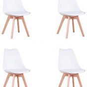 Conjunto de 4 sillas, Silla de Comedor, Silla de Estilo nórdico, Adecuada para Sala de Estar, Comedor (Blanco)