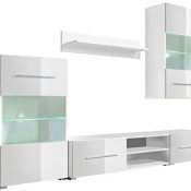 vidaXL Mueble de Pared 5 Unidades Gabinete TV con Iluminación LED Color Blanco