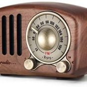 Radio portátil Vintage, Altavoz Bluetooth Retro, Radio FM de Nogal de Madera con Radio Mini de Estilo clásico, Bluetooth 4.2, Tarjeta AUX TF y Reproductor de MP3