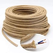5m Cable Textil de Lino, Cable Trenzado Flexibles Vintage, para Lugares de Hogar o Negocios, Accesorios de Lámparas Industriales de Iluminación DIY