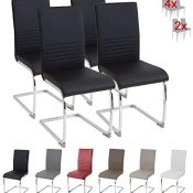 Albatros silla cantilever BURANO Set de 4 sillas Negro, SGS probado