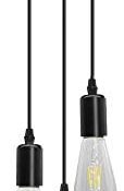 BYX Loft - Soporte de luz colgante vintage con 3 lámparas, cable negro, luz colgante para cocina, bar, restaurante, café, lámpara colgante de techo de 220 V (ajuste de cable de 1 m)