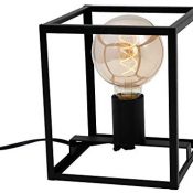 Briloner Leuchten - Lámpara de mesa, con 1 luz, lámpara de mesilla retro, vintage, acero negro, 1x E27, máx. 40 vatios, incluido interruptor de cable, negro, 170x170x200 mm (Largo x ancho x alto)
