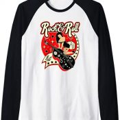 Camisetas Rockabilly Hombre Mujer Rock and Roll Retro Pinup Camiseta Manga Raglan