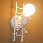 FengShang Lámpara de pared E27 Humanoid creativa, de metal, retro, vintage, industrial, LED, moderna y sencilla, para dormitorio, salón, escaleras, pasillo, restaurante, cocina (negro)