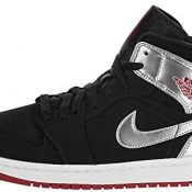 Jordan Nike Air 1 MID 554724-057 - Zapatillas deportivas para hombre, color negro y rojo