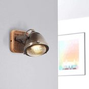 Lightbox - Lámpara de pared retro, regulable, 1 foco, foco LED de pared interior orientable, casquillo GU10 para máx. 5 W, metal, acero, marrón