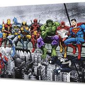 Marvel DC - Stampa Artistica su Tela (58x86cm) Superhéroes Almuerzo En La Parte Superior De Un Rascacielos con Captain America, Iron Man y más
