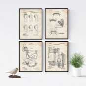 Nacnic Vintage - Pack de 4 Láminas con Patentes del Vater. Set de Posters con inventos y Patentes Antiguas. Elije el Color Que Más te guste. Impreso en Papel de 250 Gramos