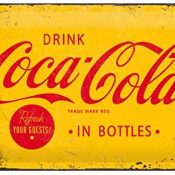 Nostalgic-Art Coca Cola Logo Yellow Placa Decorativa, Metal, Amarillo y Rojo, 20 x 30 cm