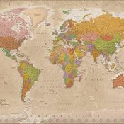 Póster XXL Mapa del Mundo 2018 - Vintage / Antiguo MAPS IN MINUTES® [Versión en Inglés] (140cm x 100cm)