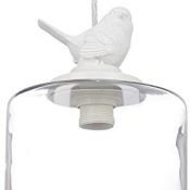 Relaxdays Lámpara de techo, Decorada con un pájaro, Vintage, E27, Transparente