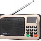 Rolton FM Radio Digital Portátil USB con Cable Equipo Altavoz Receptor estéreo HiFi con Linterna LED Pantalla Soporte TF Música Play