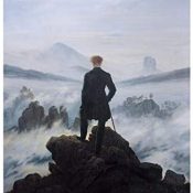 Spiffing Prints Caspar David Friedrich - Giclée 1818, diseño de The Wanderer Over the Sea of Fog (El viajero por encima del mar de niebla), color negro