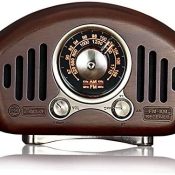 Vintage Radio Portátil Bluetooth Altavoz, Pequeña Radio Am FM Retro Radios Transistor con Mejora de Graves Volumen Alto, MP3 Reproductor, Tarjeta TF, AUX, Bluetooth 5.1, Recargable