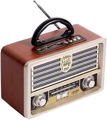 YRX Radio FM de Madera Retro Vintage, Radio Am SW, Altavoz inalámbrico Bluetooth 4.0, Reproductor de MP3 con Disco en U, Antena Plegable, Mini Volumen de Audio para Exteriores,A