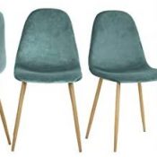 Yata Home – Juego de 4 sillas de 44 x 44 x 87 cm, color antracita, estilo escandinavo, terciopelo, patas de metal, aspecto de madera, para comedor, salón, oficina, dormitorio