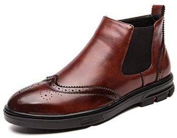 Zapatos Brogue para Hombre, Botas Vintage de Corte Alto, Botas Chelsea de Cuero de Otoño Invierno, Botas Cortas de Oficina sin Cordones de Estilo británico