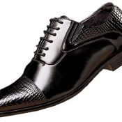 Zapatos Formales para Hombre, Zapatos Oxford Vintage de Retazos con patrón Dividido, Elegantes Zapatos de Cuero con Cordones Informales con Punta Puntiaguda para Fiesta