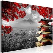 murando Cuadro Japon 120x80 cm impresión en Material Tejido no Tejido impresión artística fotografía Imagen gráfica decoración de Pared Paisaje Blanco Negro Rojo Natur c-C-0240-b-a
